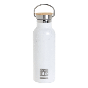 Ecolife White Thermos 500ml | Bamboo Lid