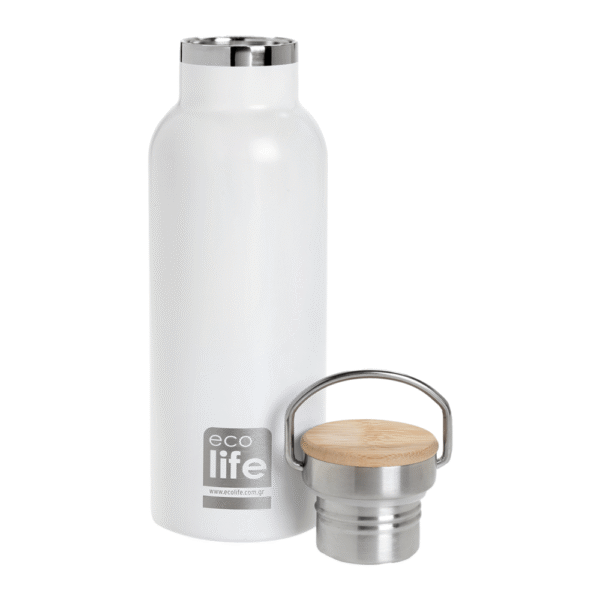 Ecolife White Thermos 500ml | Bamboo Lid - Image 2